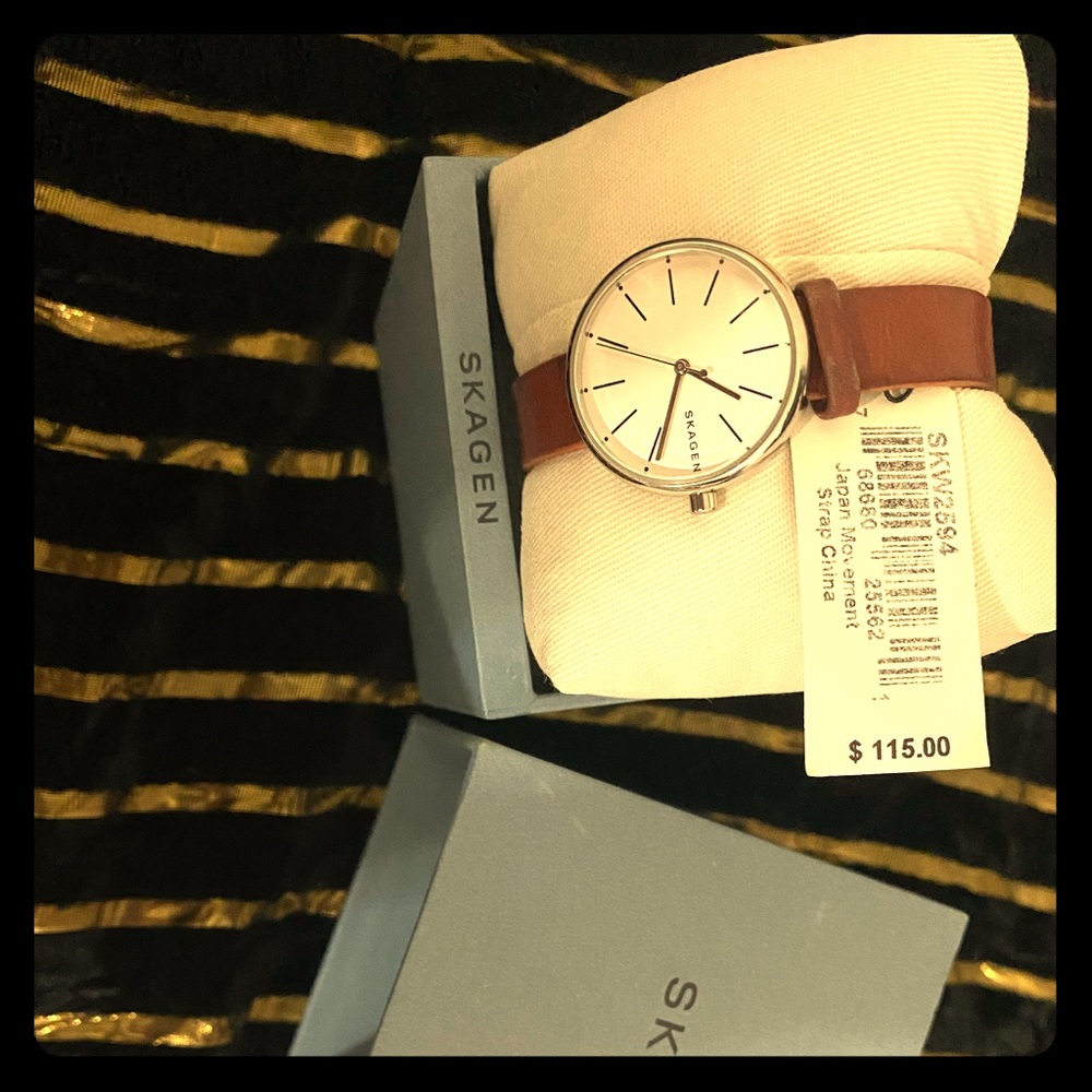 Skagen brown leather watch